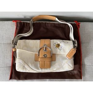 Authentic Coach Cream and White “Bee” Purse
